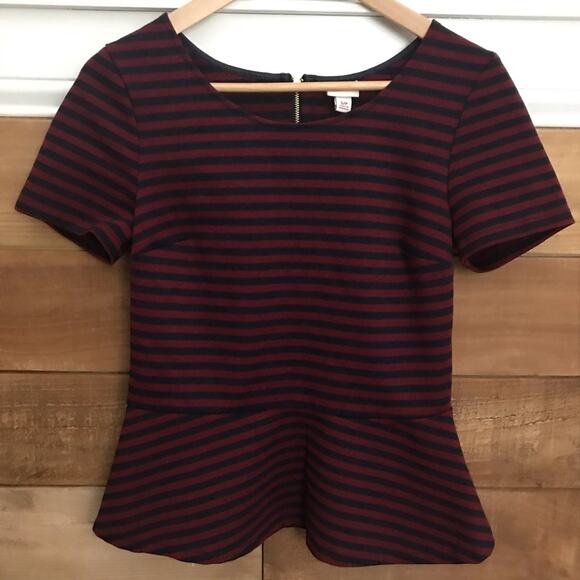 Merona Striped Peplum Shirt Small Top Shirt - Picture 2 of 5